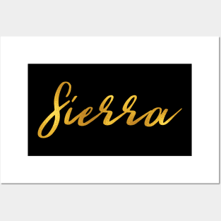 Sierra Name Hand Lettering in Faux Gold Letters Posters and Art